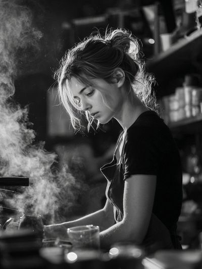 Barista Portrait Black-White Poster. poster print