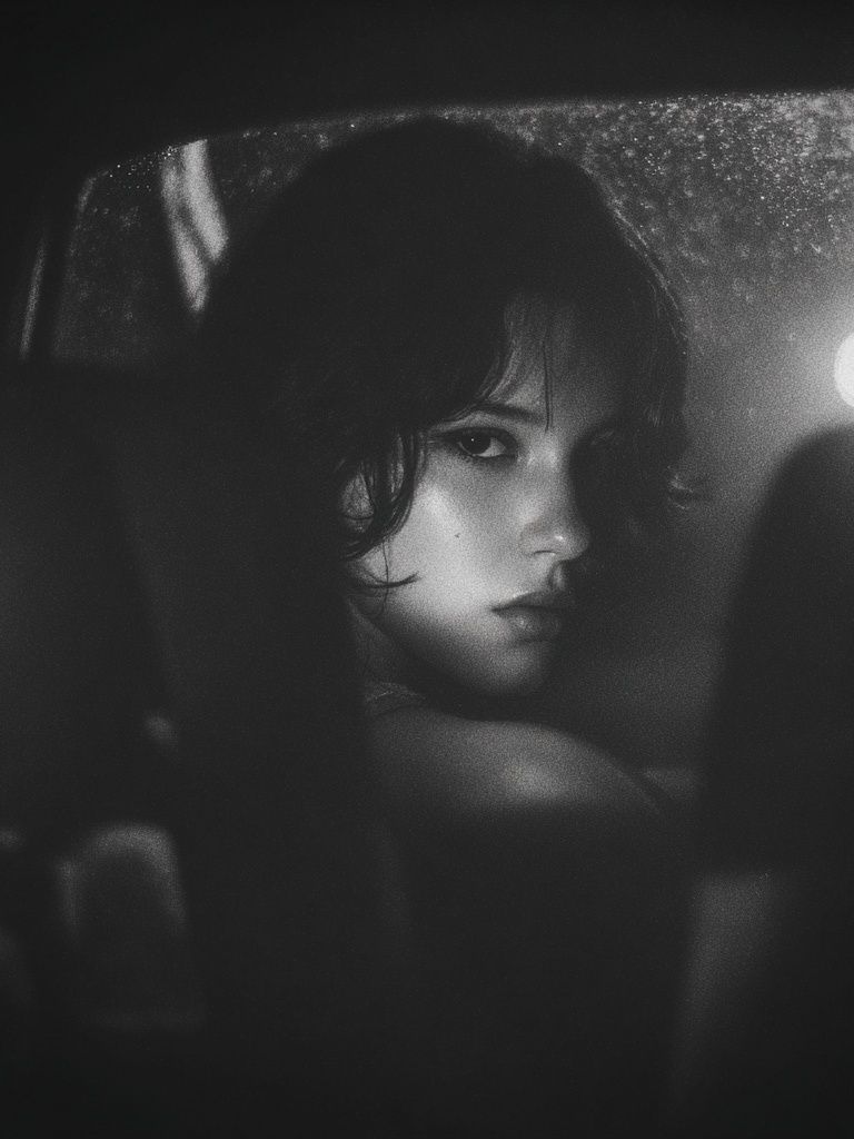 Mysterious Portrait — Black and White Print. poster detail