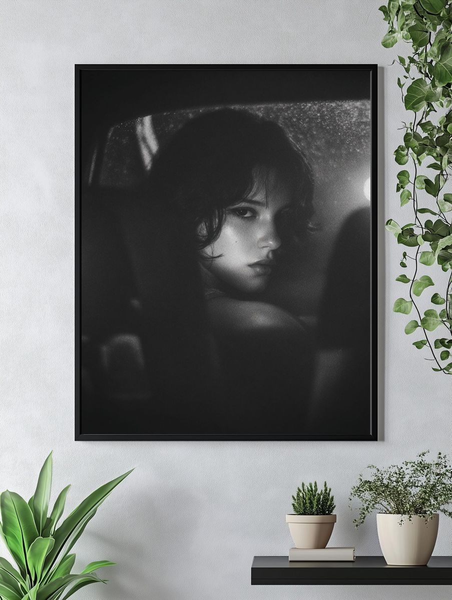 Mysterious Portrait — Black and White Print. — room view 4