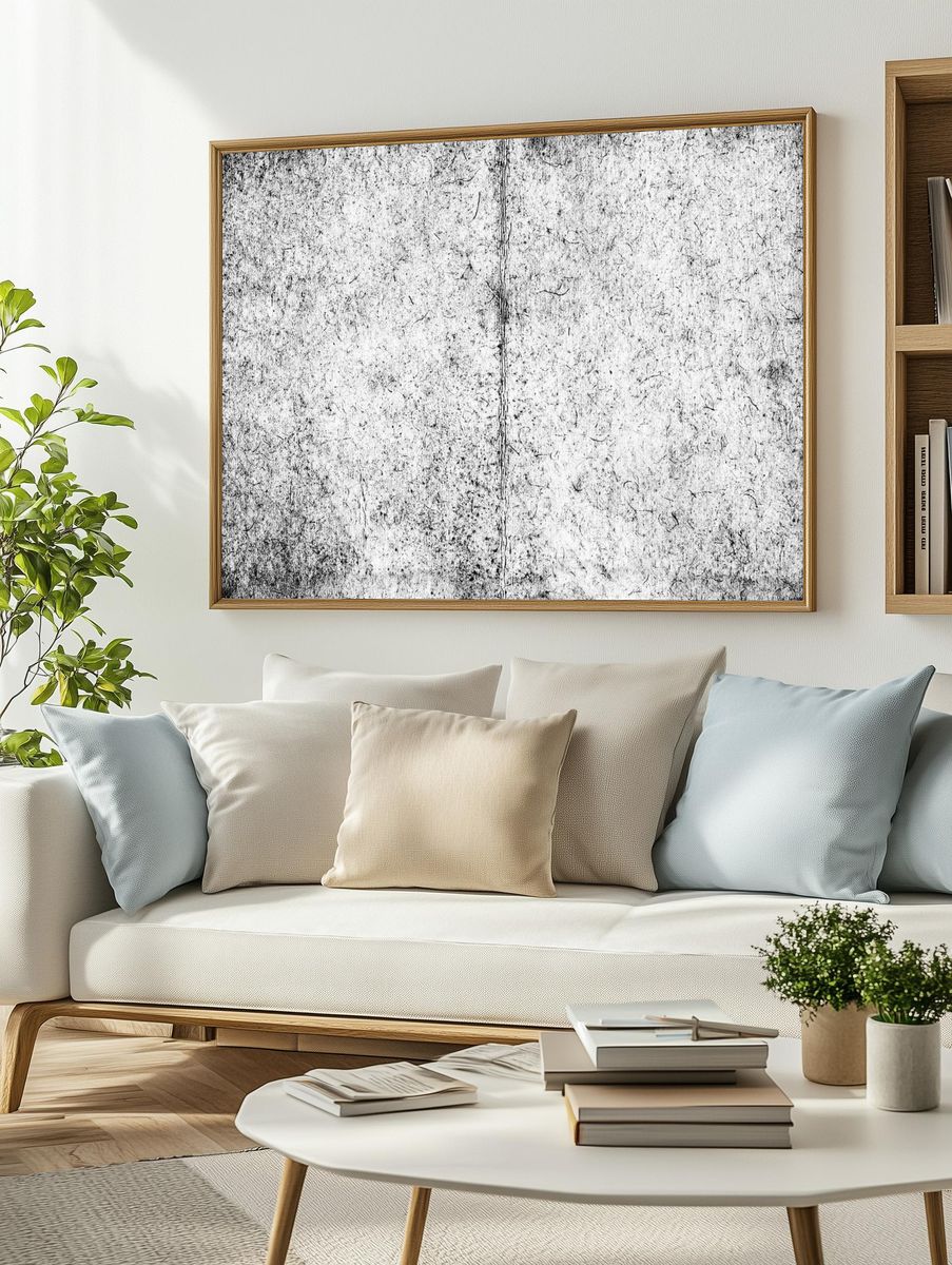 Textured Black and White Abstract Poster. — room view 2