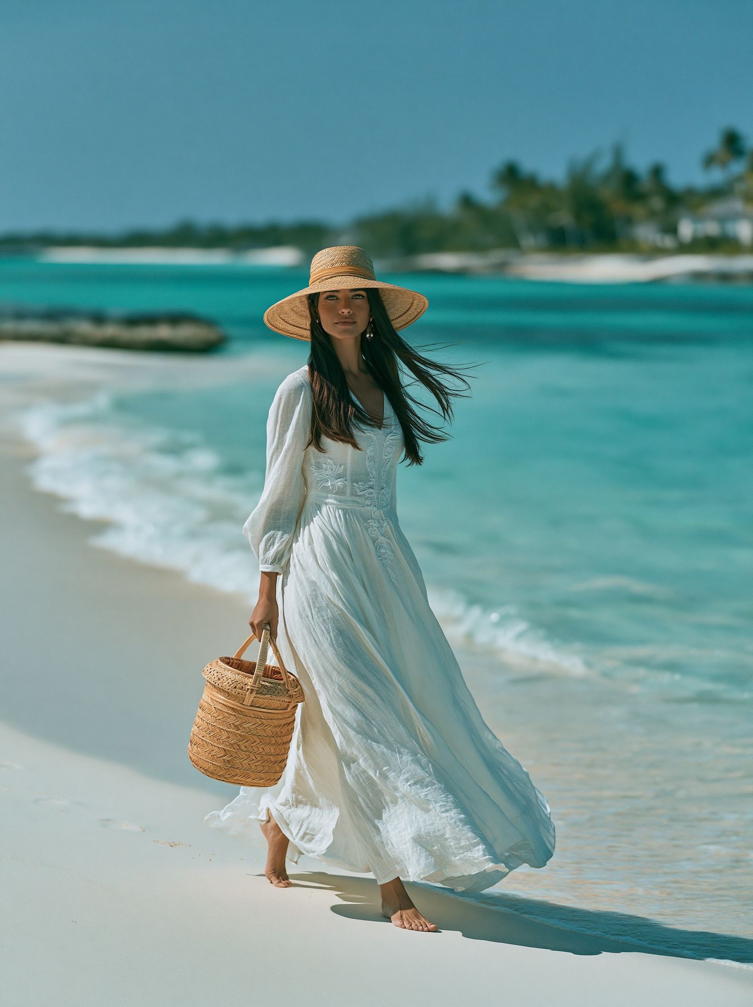 Beachside Woman in White Photography Poster. poster — photography art