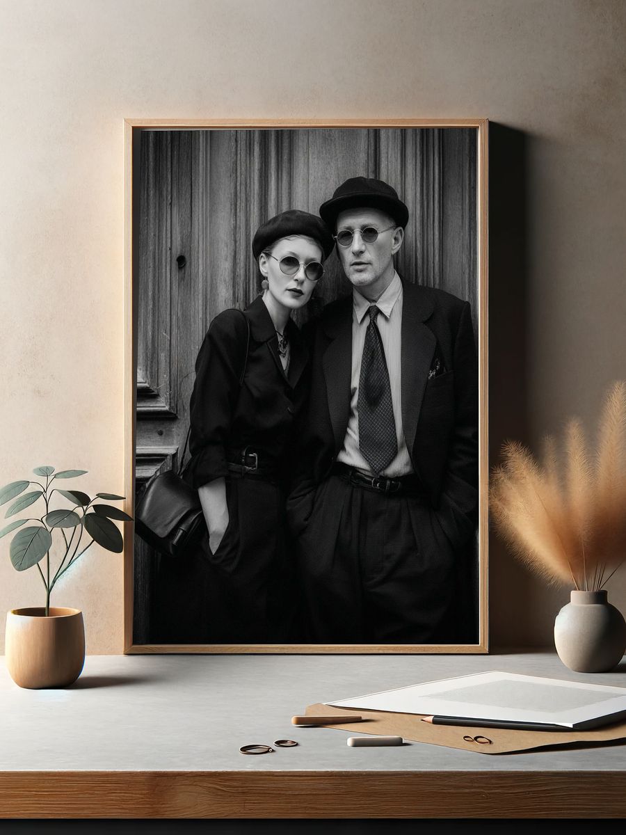 Elegant Couple in Black and White Photography Poster. — room view 2