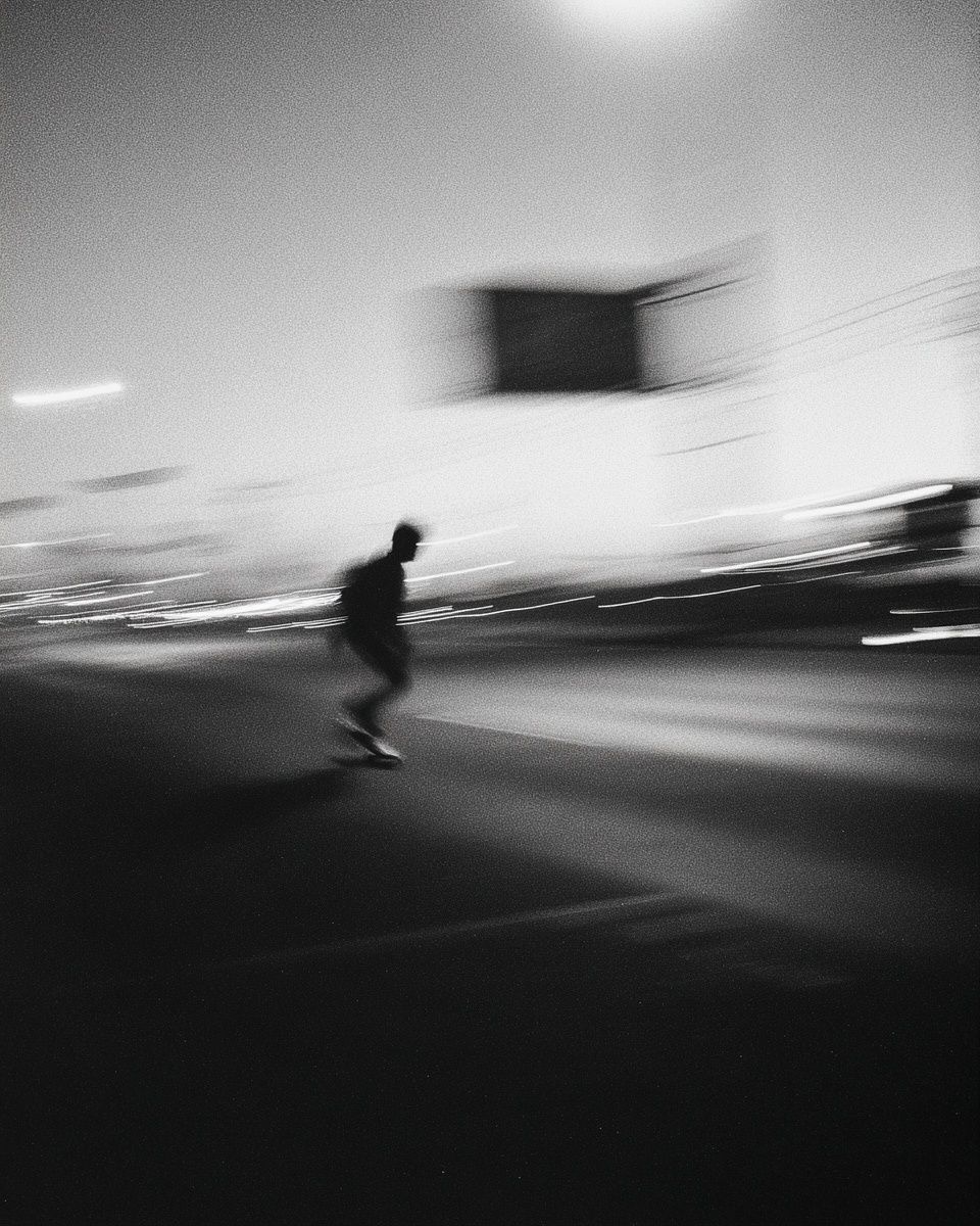 Skateboarding in Motion — Black-White Print. poster — photography art