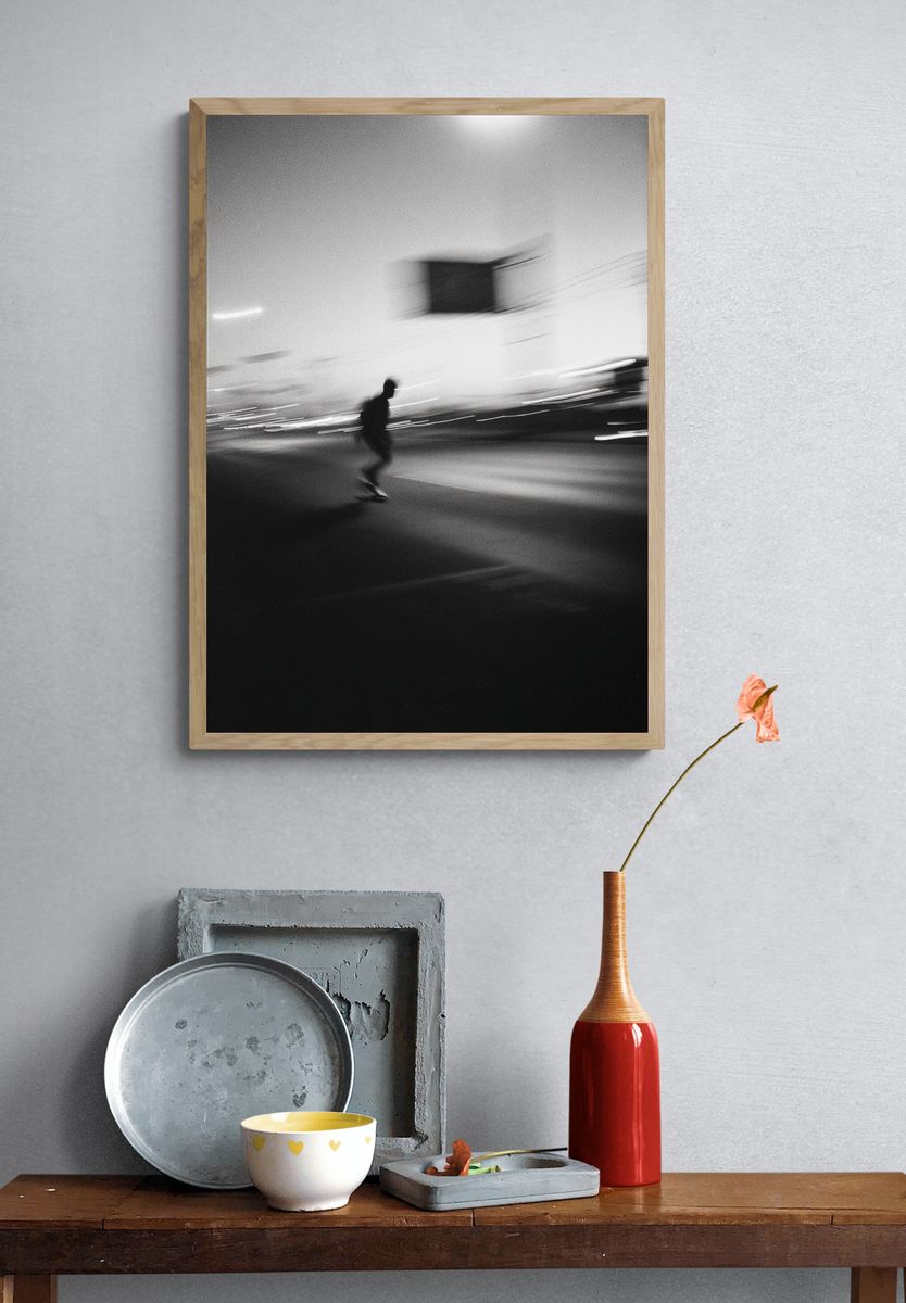 Skateboarding in Motion — Black-White Print. — room view 3