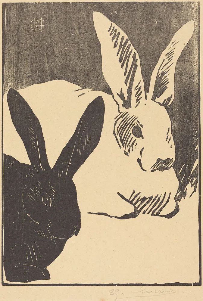 Black and White Rabbits — Fine Art Print. poster detail