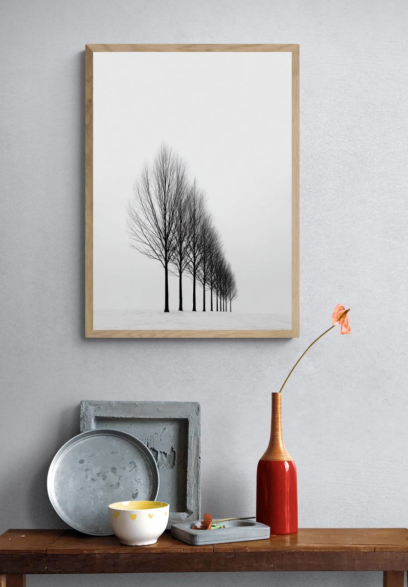 Bare Trees in Winter — Black-White Print. — room view 3