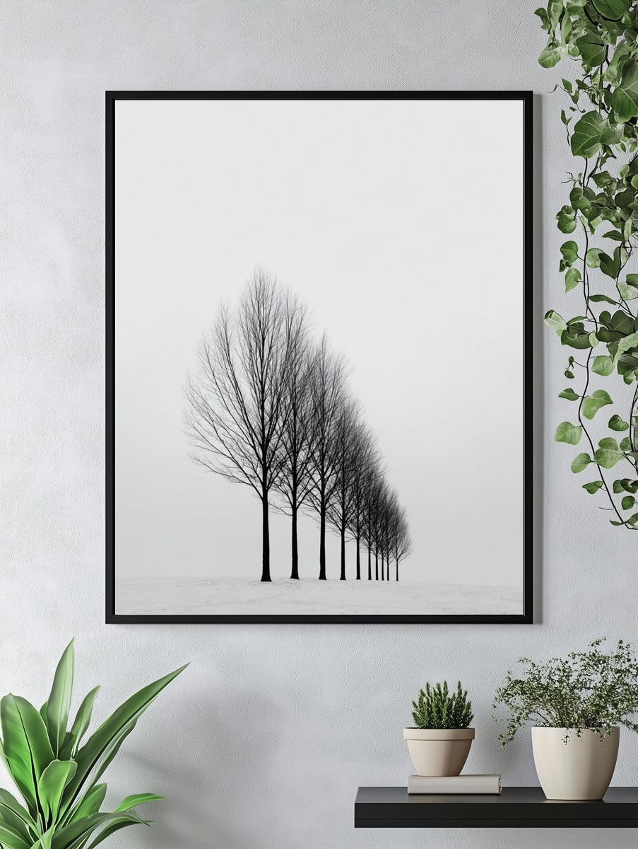 Bare Trees in Winter — Black-White Print. — room view 4