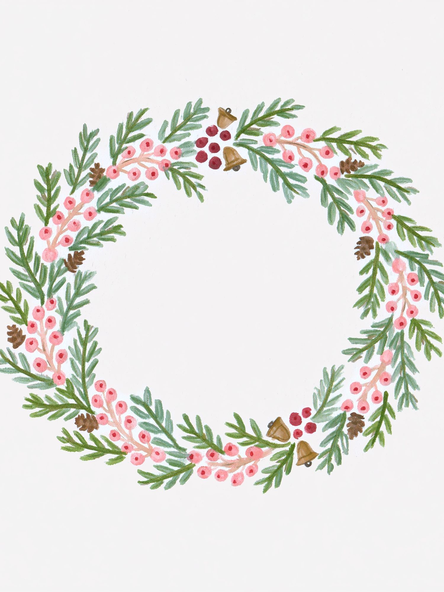 Winter Berry Wreath Botanical Print. poster detail