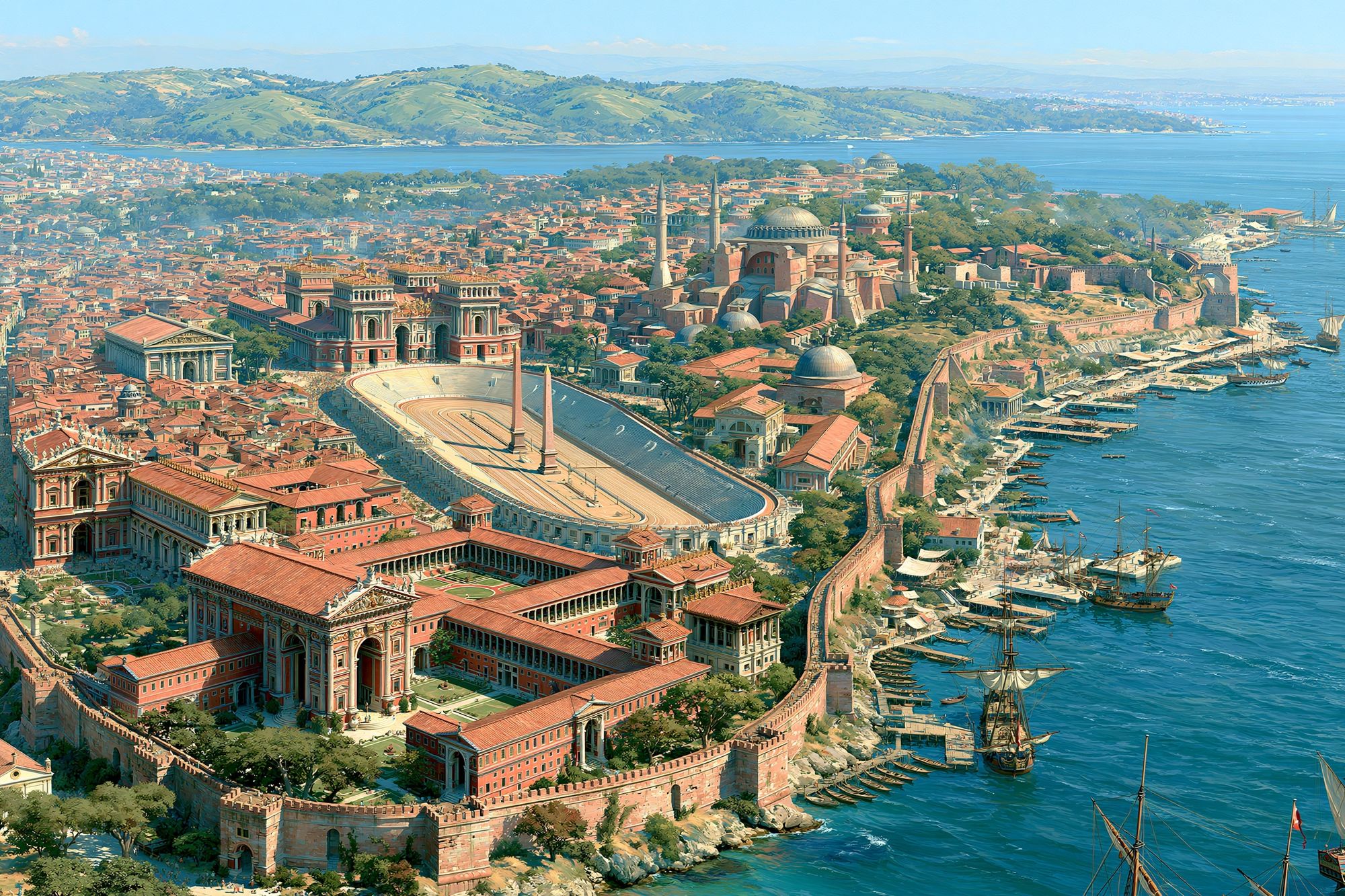 Byzantine Harbor Cityscape Print. poster detail