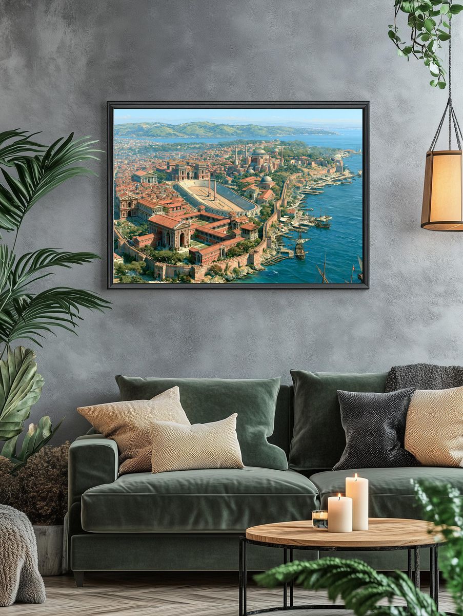 Byzantine Harbor Cityscape Print. — room view 4