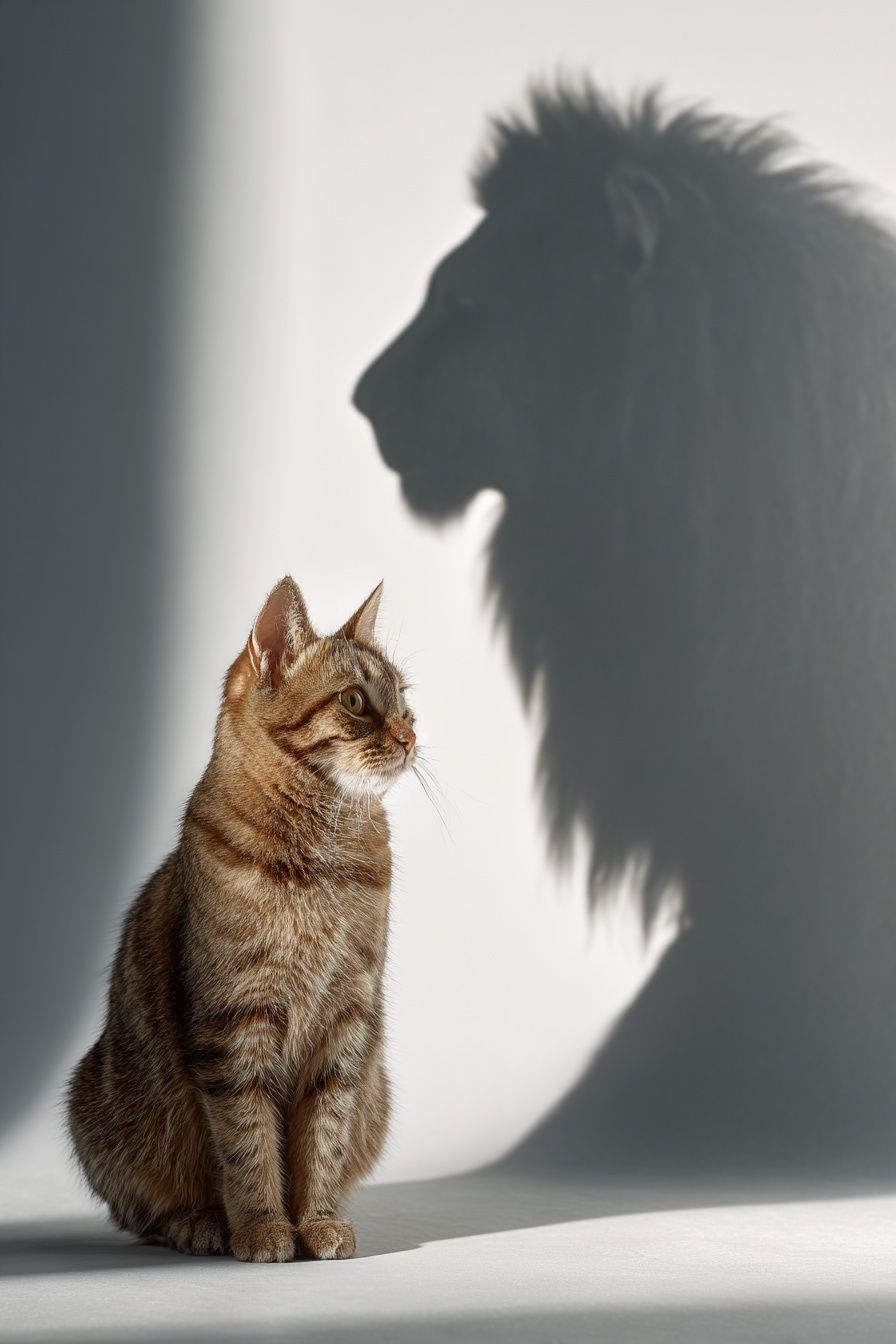 Cat and Lion Shadow — Animal Photography Print. poster detail