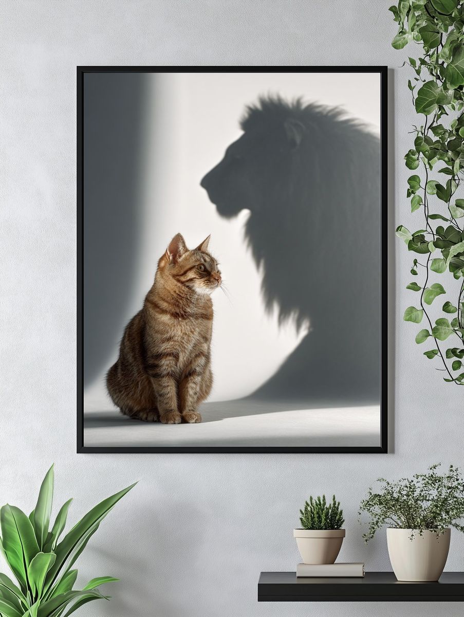Cat and Lion Shadow — Animal Photography Print. — room view 4