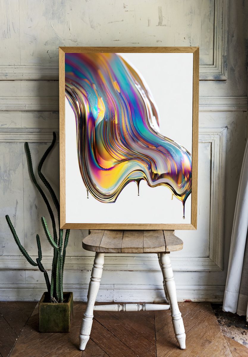 Colorful Abstract Fluid Art Poster. — room view 1