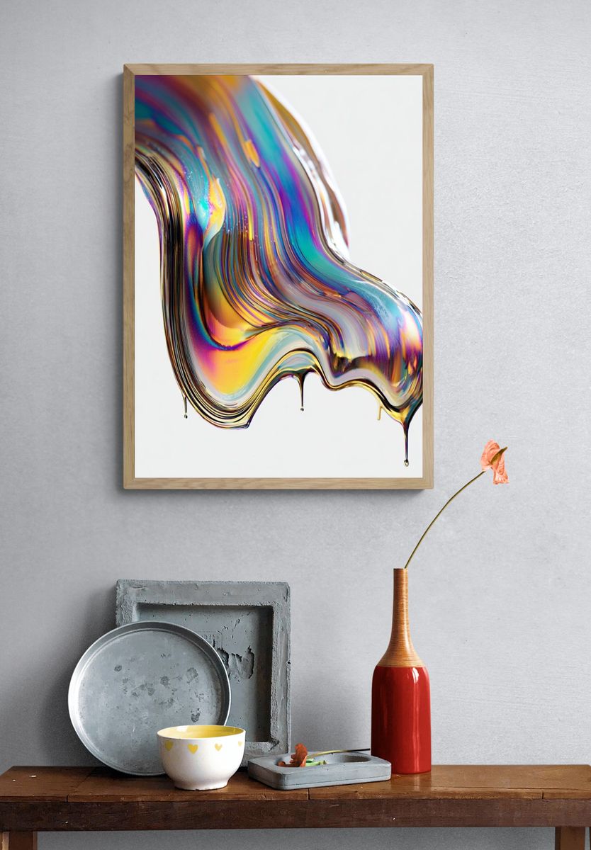 Colorful Abstract Fluid Art Poster. — room view 3