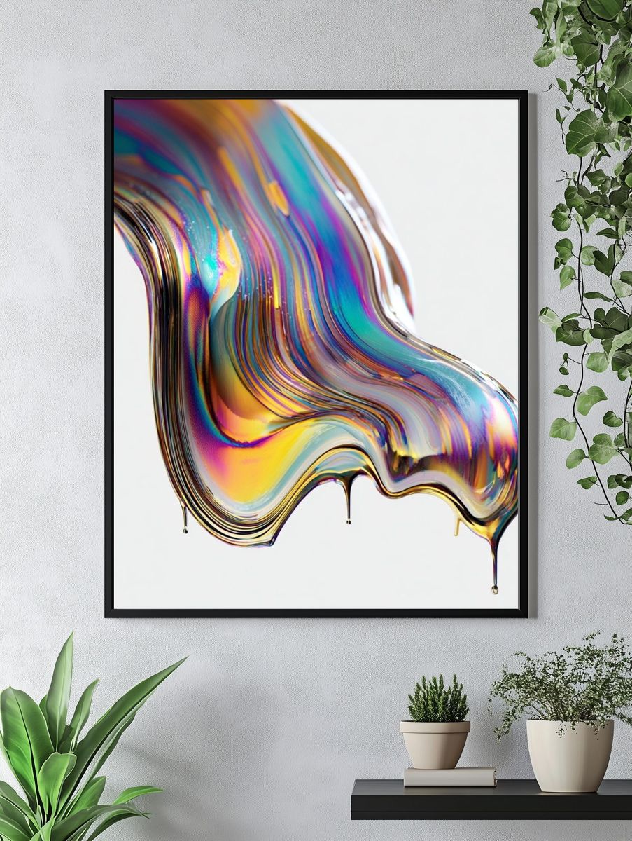 Colorful Abstract Fluid Art Poster. — room view 4