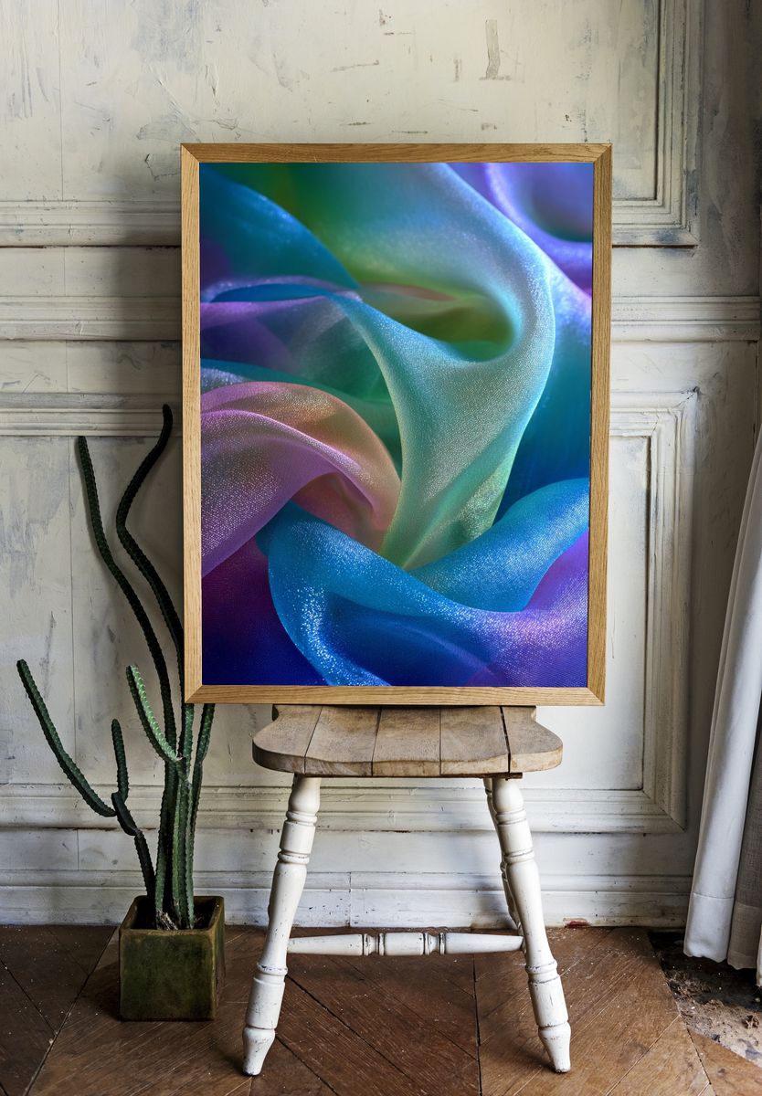 Colorful Silk Fabric Abstract Poster. — room view 1