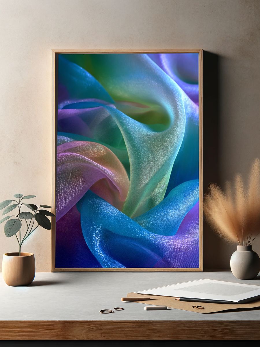 Colorful Silk Fabric Abstract Poster. — room view 2