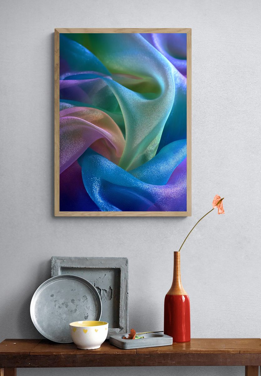Colorful Silk Fabric Abstract Poster. — room view 3