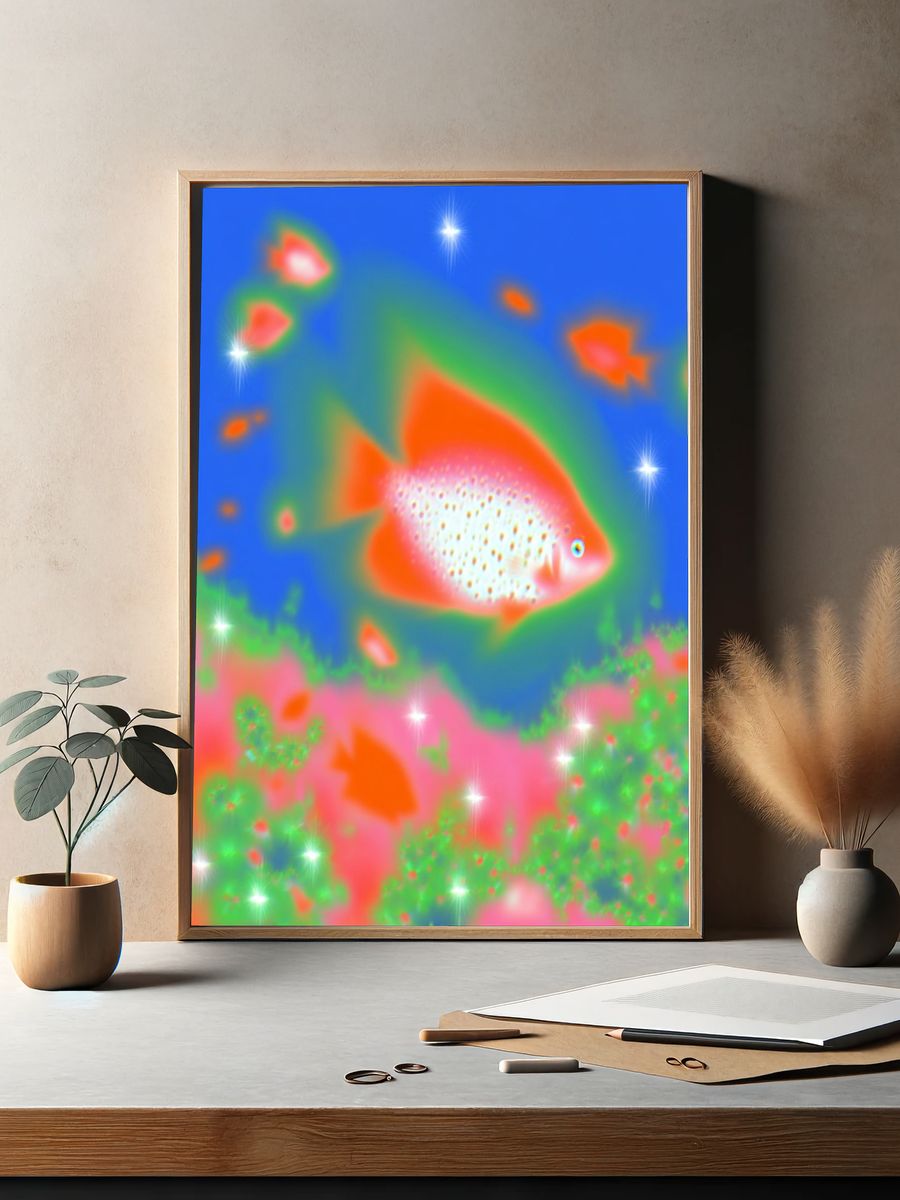 Colorful Fish Abstract Poster. — room view 2