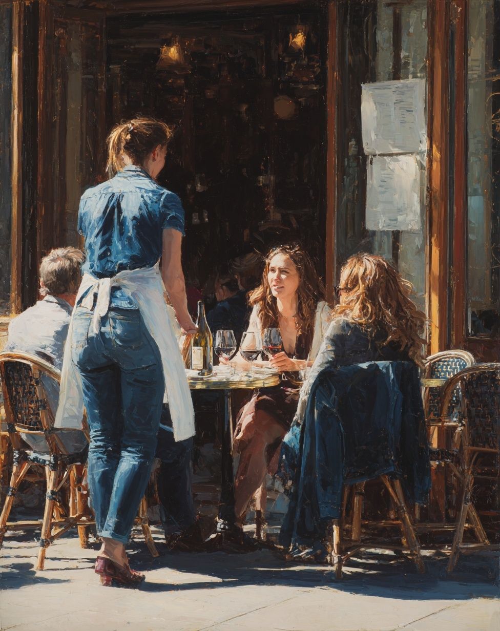 Café Scene — Fine Art Print. poster detail