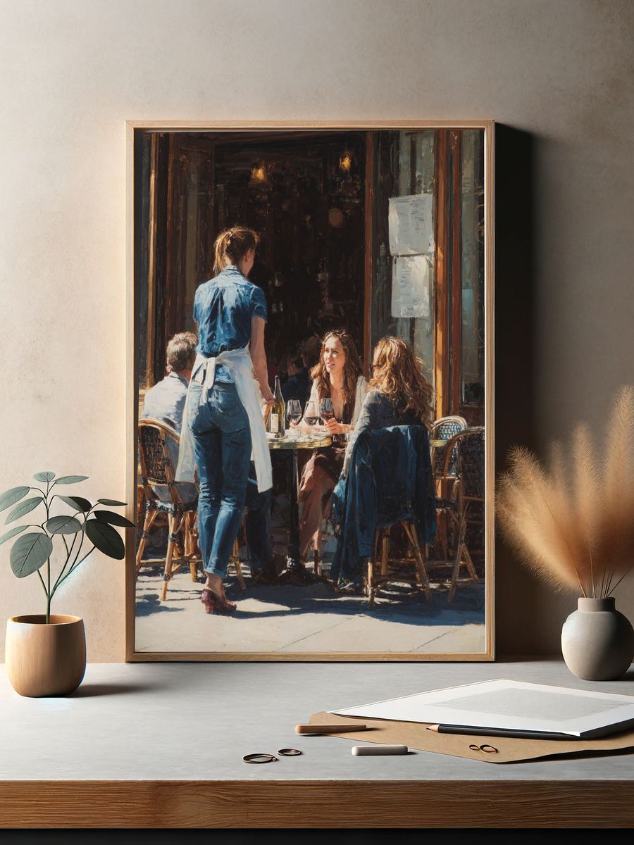 Café Scene — Fine Art Print. — room view 2