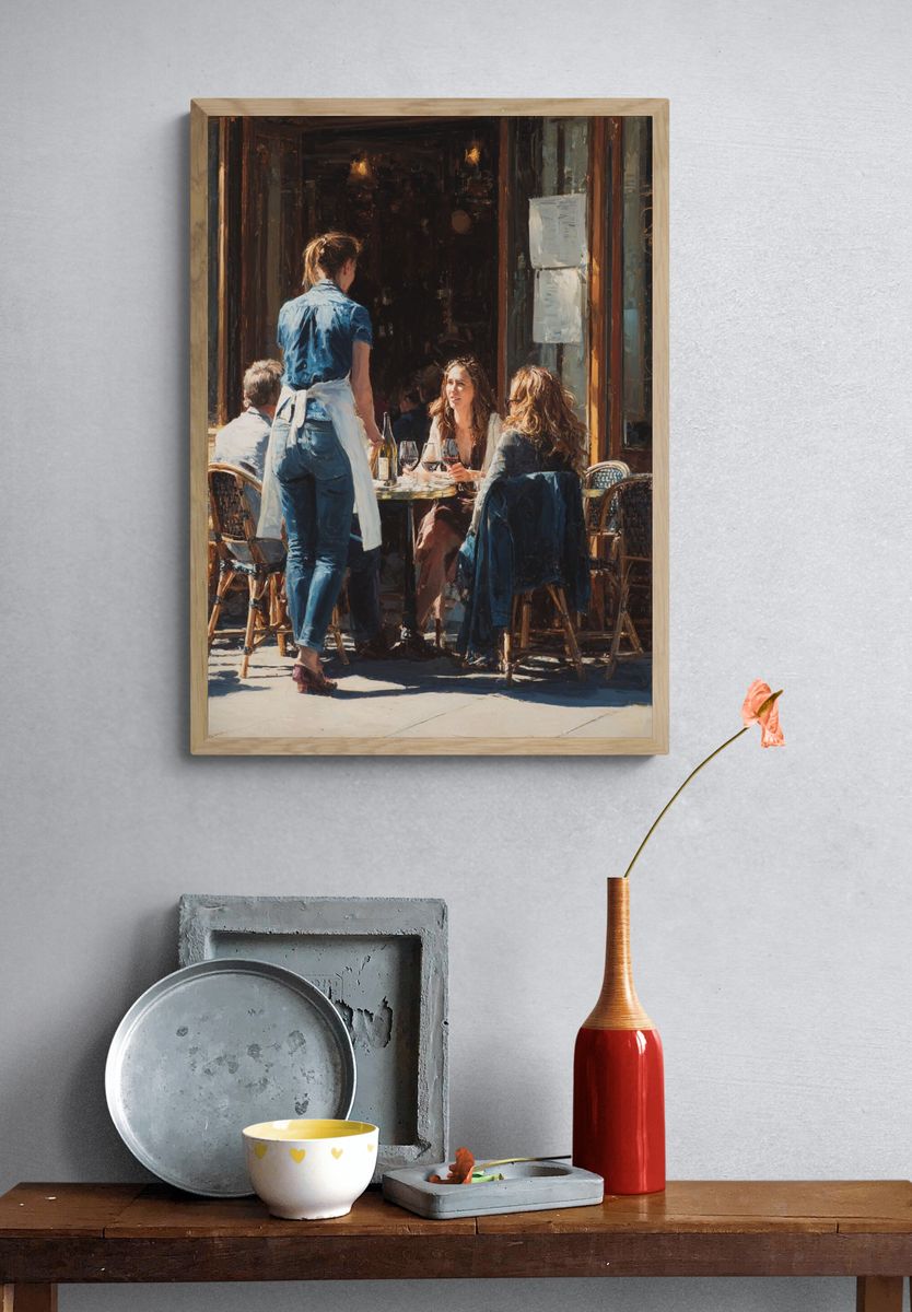 Café Scene — Fine Art Print. — room view 3