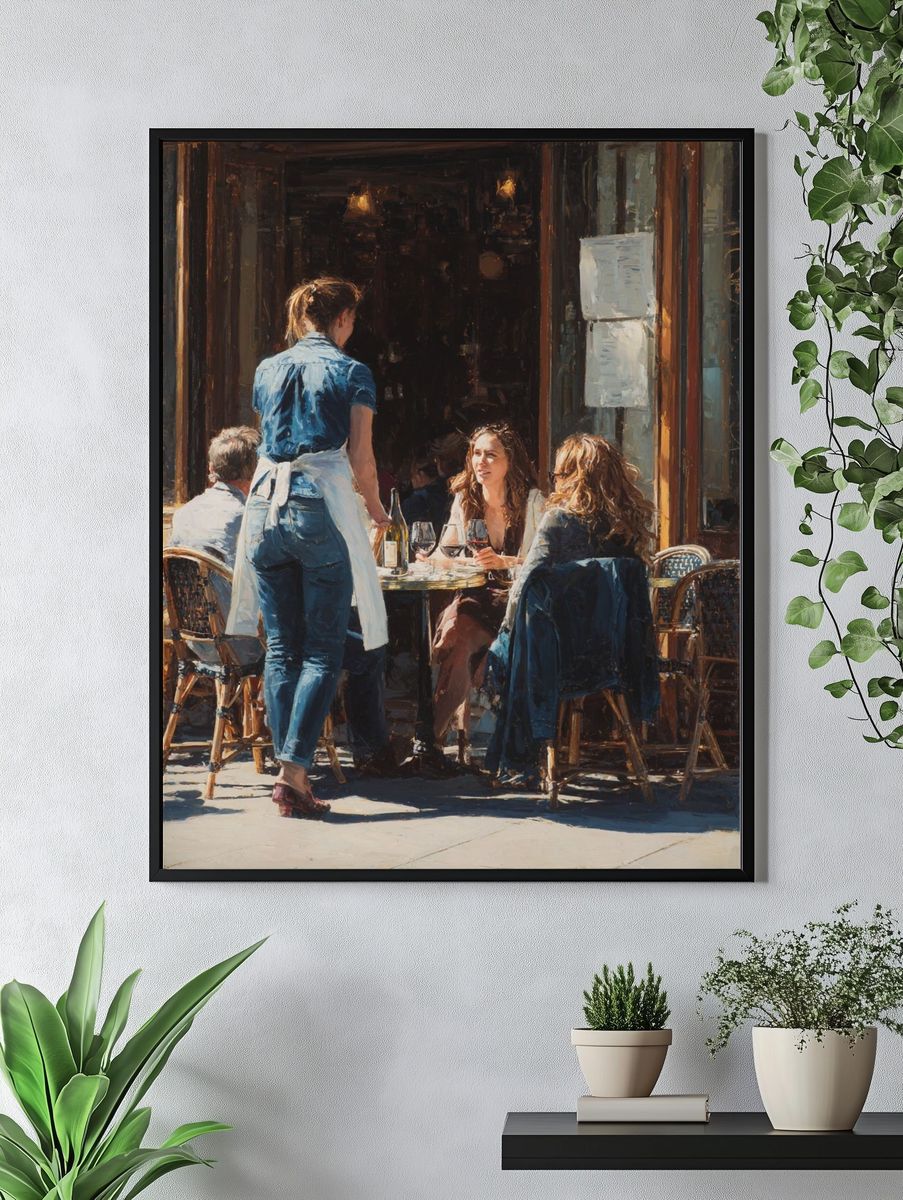 Café Scene — Fine Art Print. — room view 4
