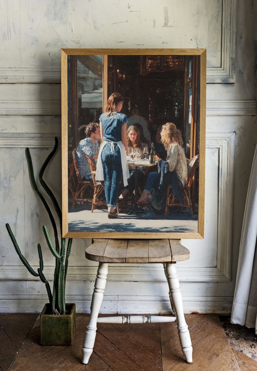 Café Gathering — Fine Art Print. — room view 1