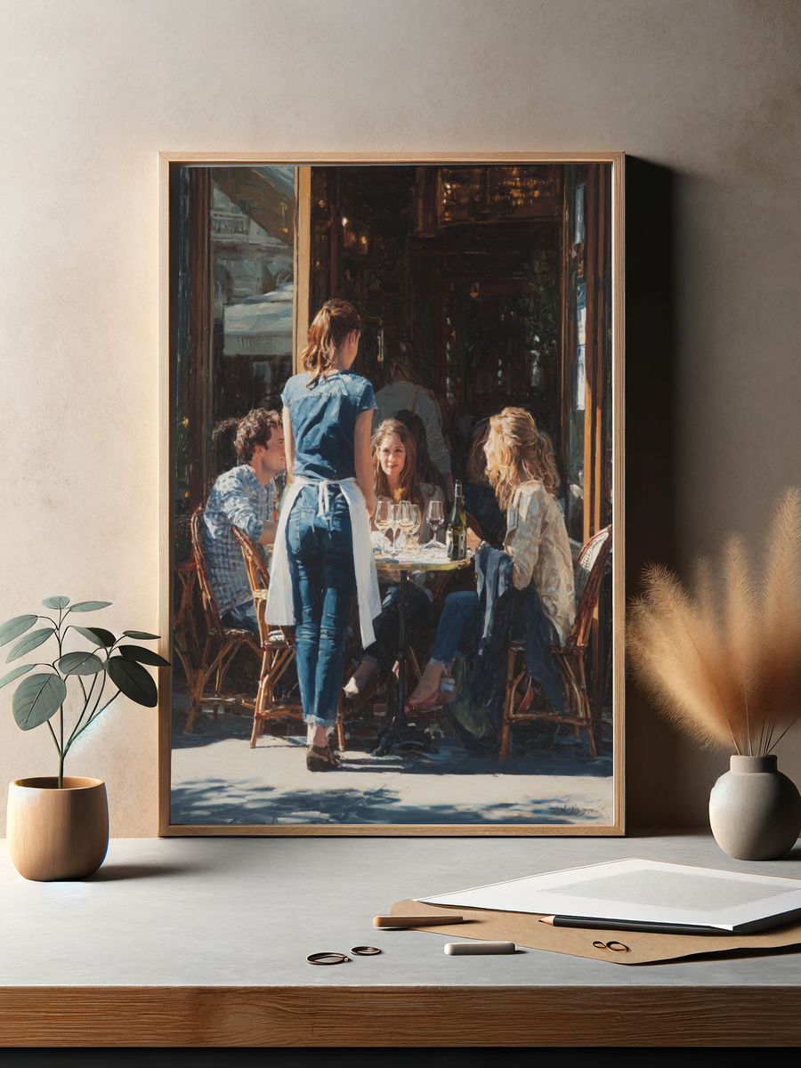 Café Gathering — Fine Art Print. — room view 2