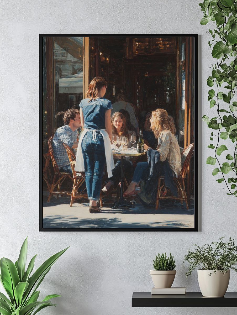 Café Gathering — Fine Art Print. — room view 4