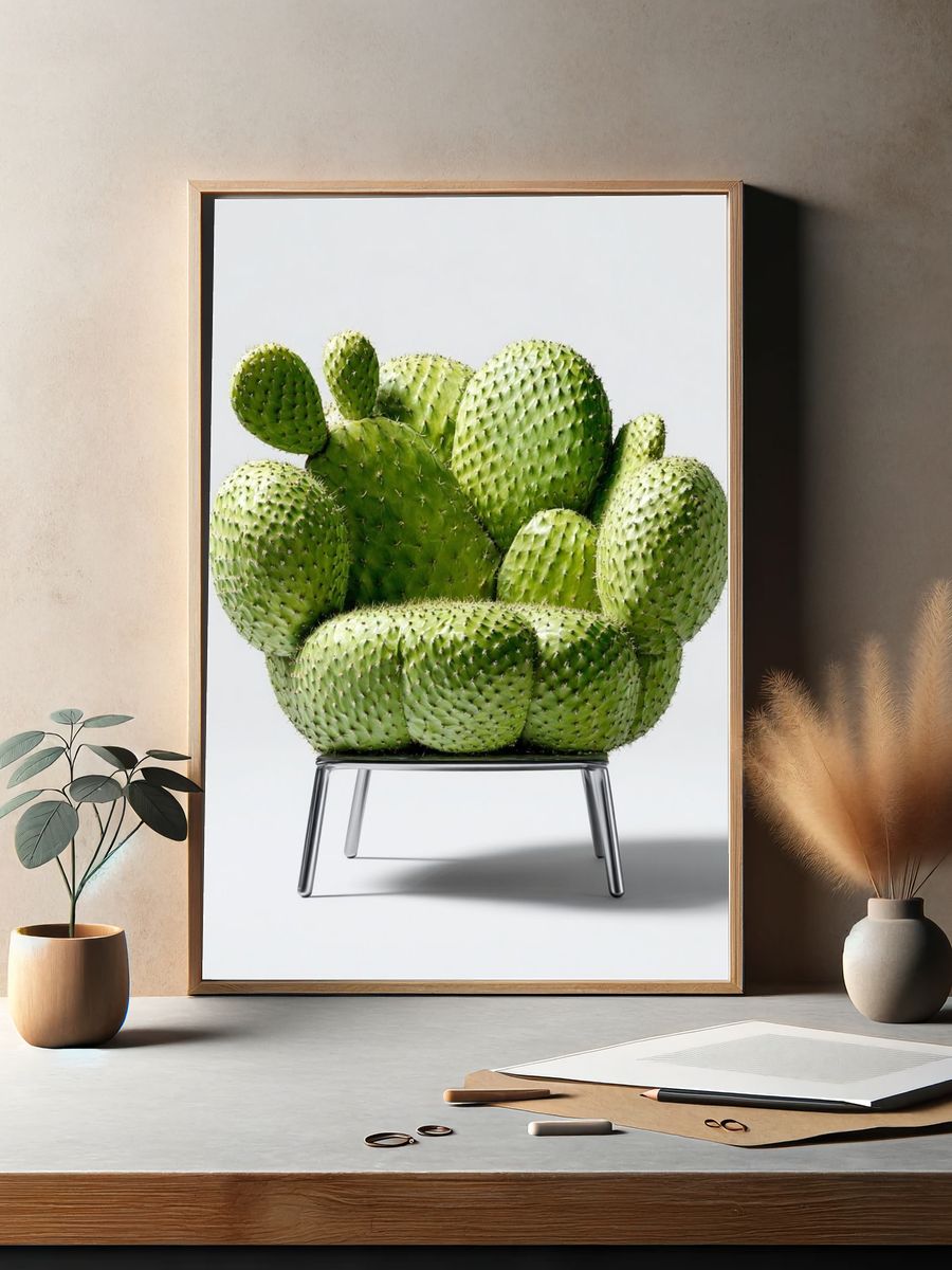 Cactus Chair Surrealism Print. — room view 2