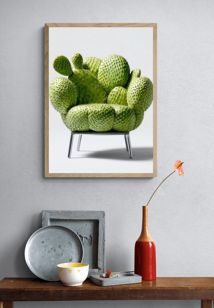 Cactus Chair Surrealism Print. — room view 3