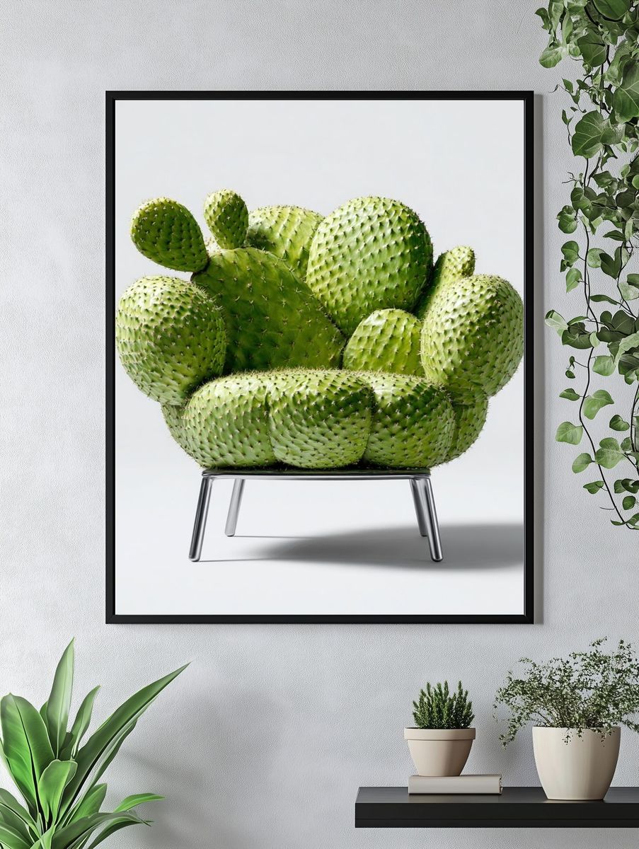 Cactus Chair Surrealism Print. — room view 4