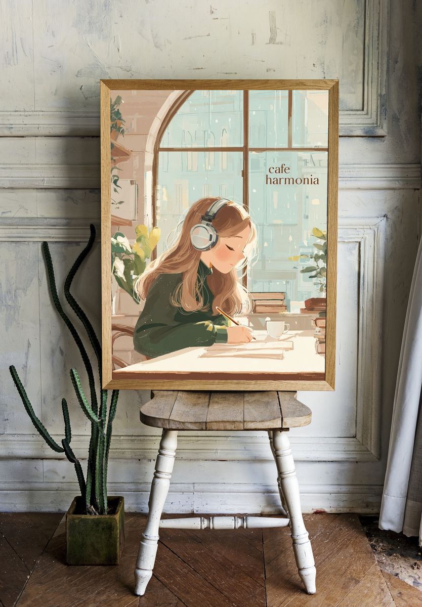 Cafe Harmonia — Illustration Print. — room view 1
