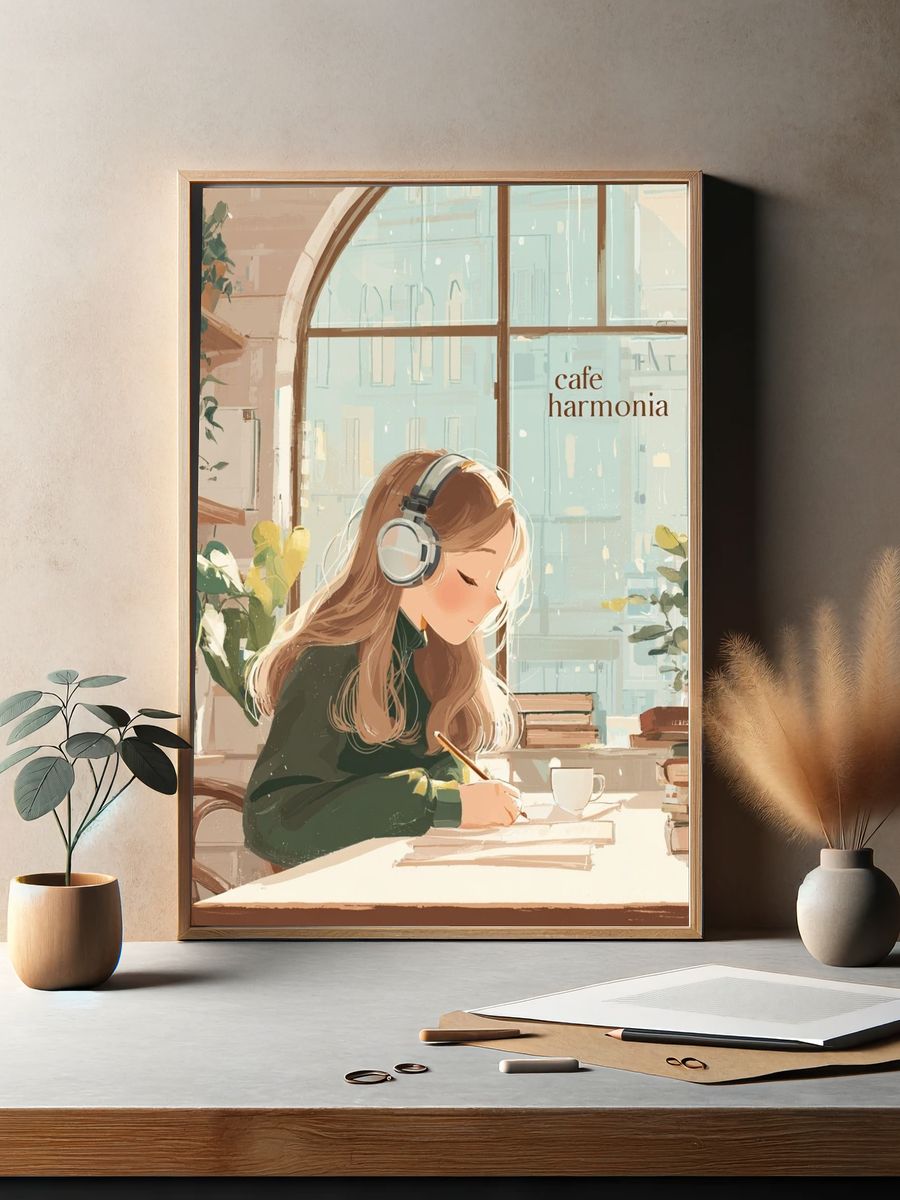 Cafe Harmonia — Illustration Print. — room view 2