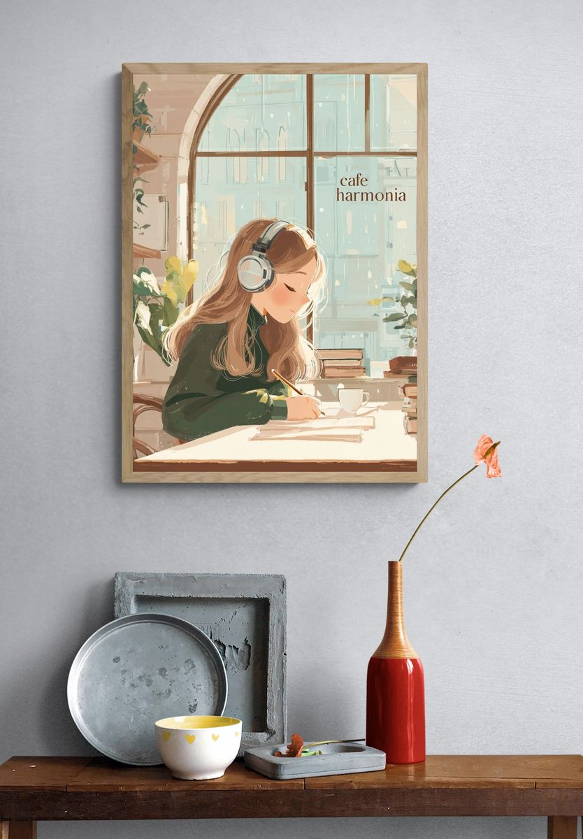 Cafe Harmonia — Illustration Print. — room view 3
