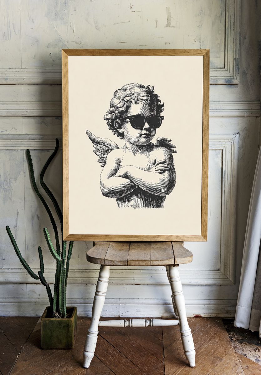 Cool Angel — Vintage Print. room preview