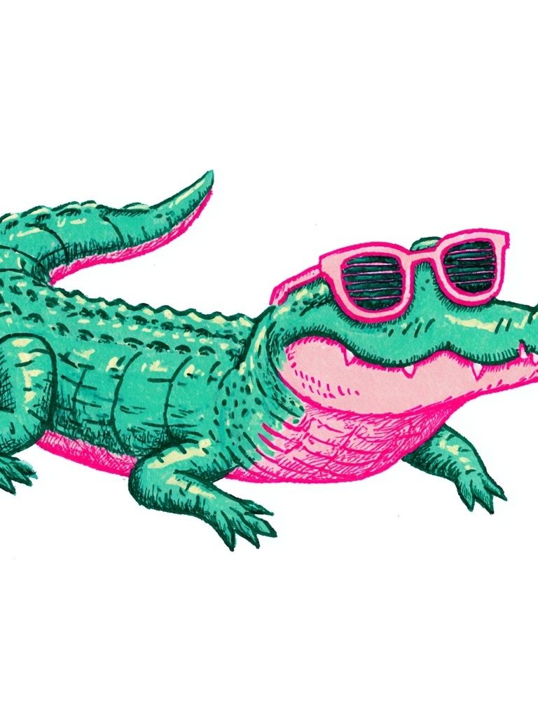 Cool Alligator — Cartoon Print. poster — illustration art