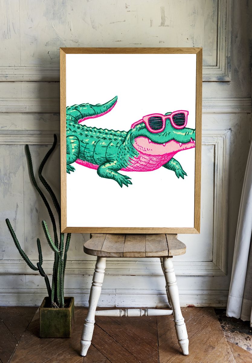 Cool Alligator — Cartoon Print. — room view 1