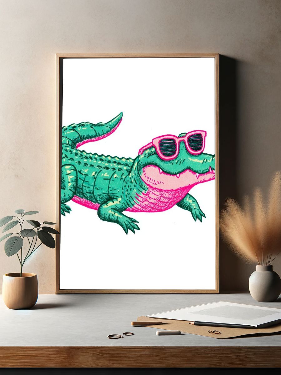 Cool Alligator — Cartoon Print. — room view 2