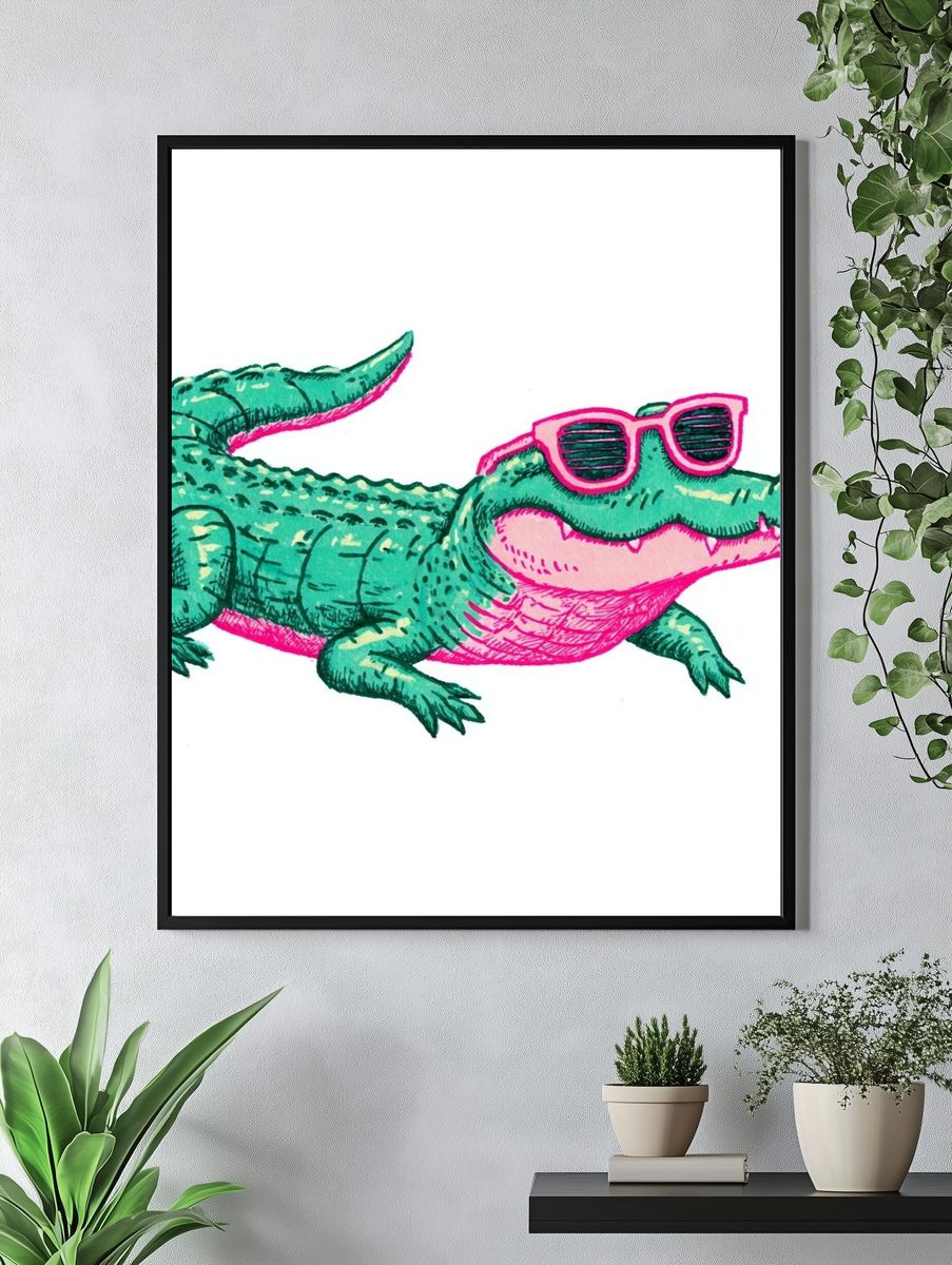 Cool Alligator — Cartoon Print. — room view 4