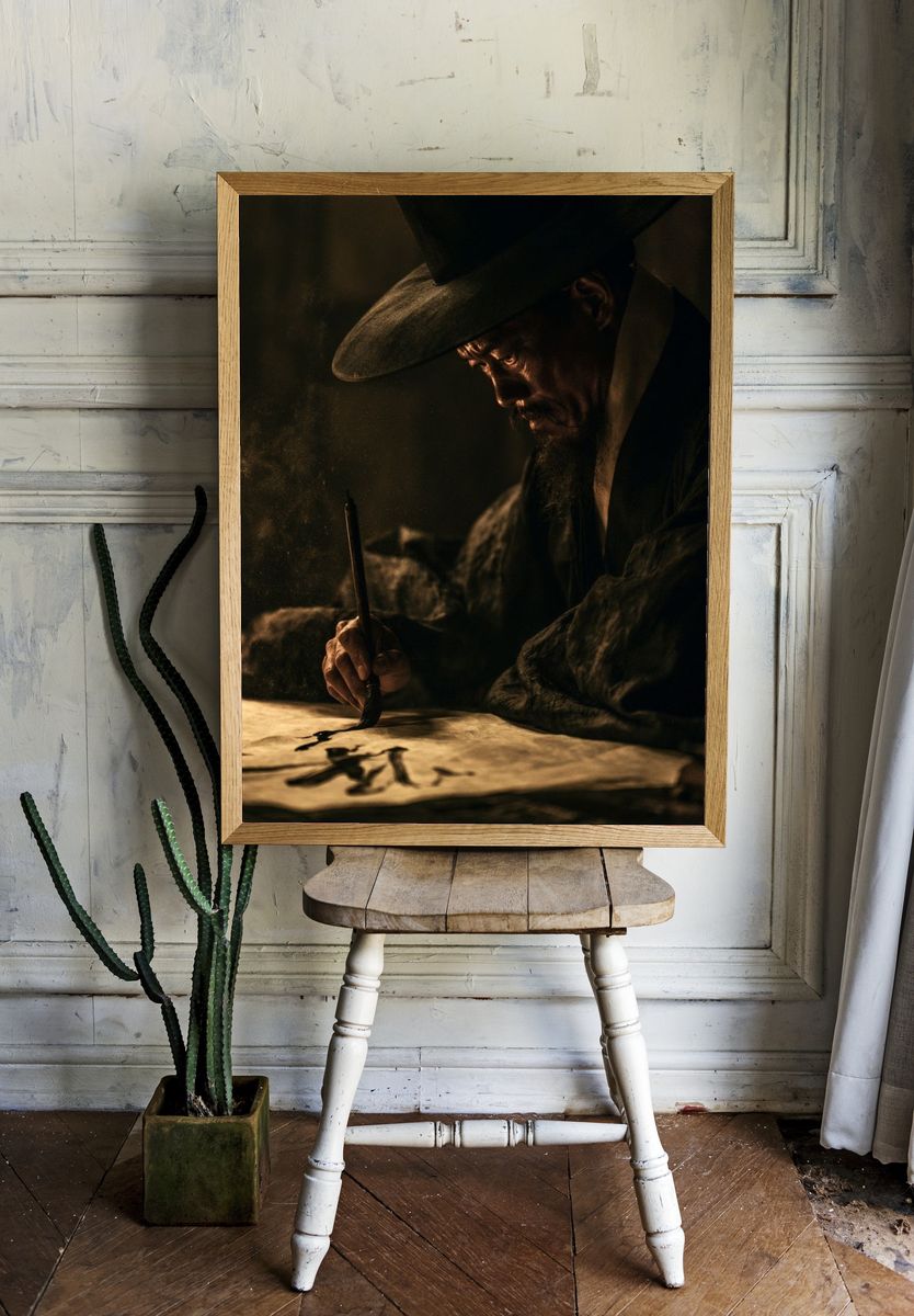 Calligraphy Scribe Portrait Print. — room view 1