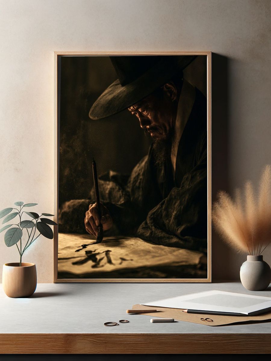 Calligraphy Scribe Portrait Print. — room view 2