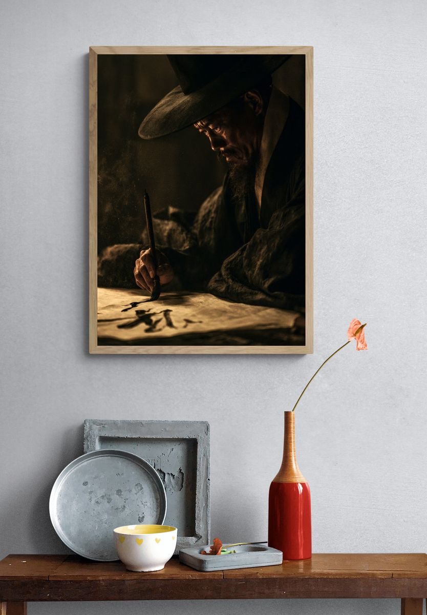 Calligraphy Scribe Portrait Print. — room view 3