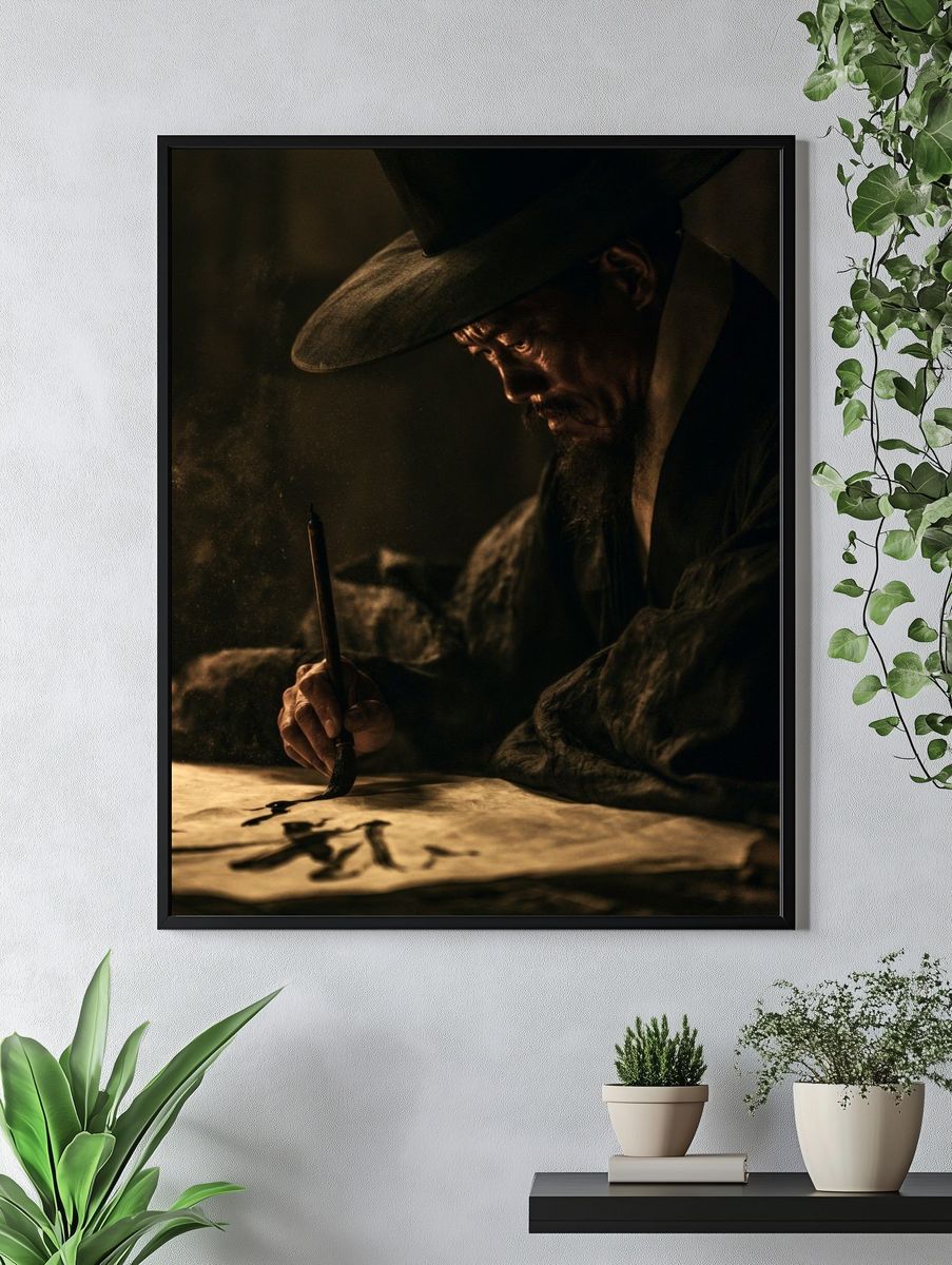 Calligraphy Scribe Portrait Print. — room view 4