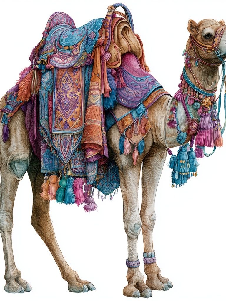 Decorated Camel Illustration Poster. poster detail