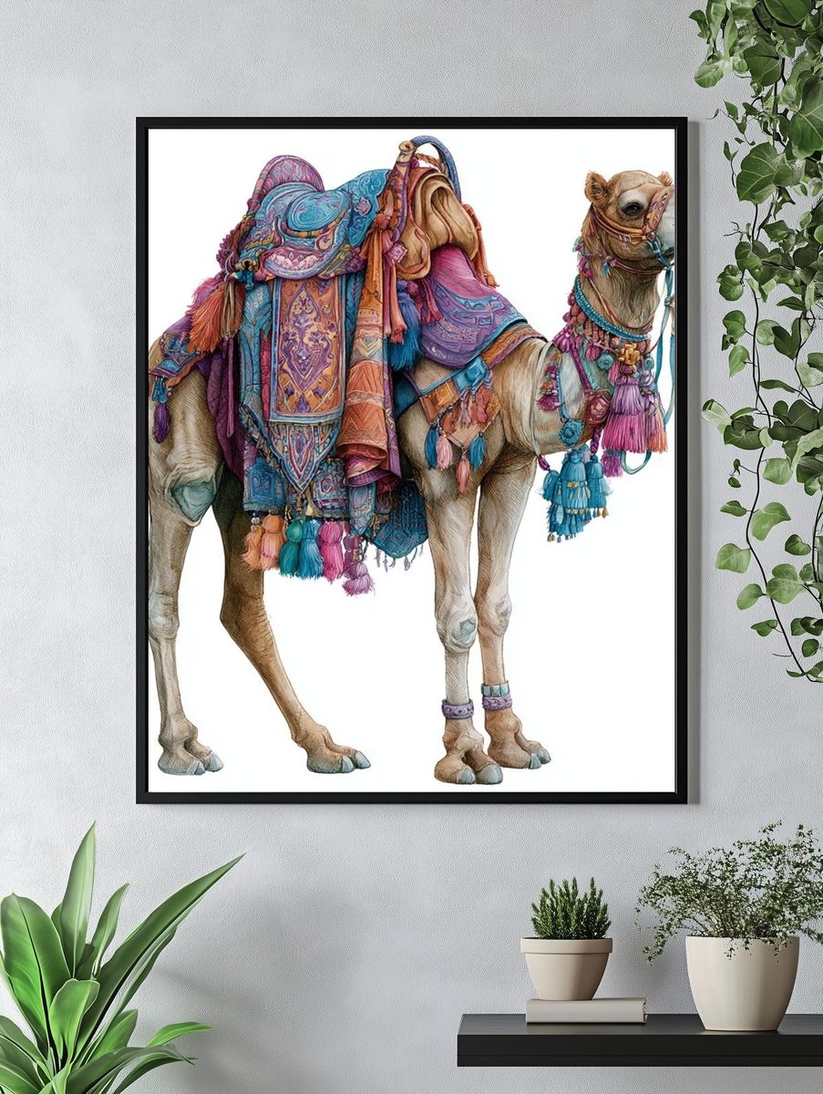 Decorated Camel Illustration Poster. — room view 4