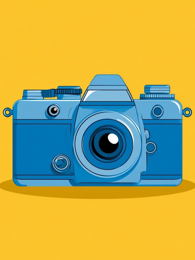 Blue Camera Illustration Poster. poster — illustration art