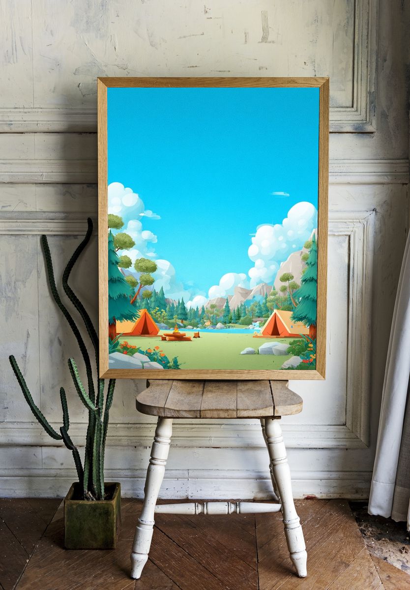 Camping Adventure — Illustration Print. — room view 1