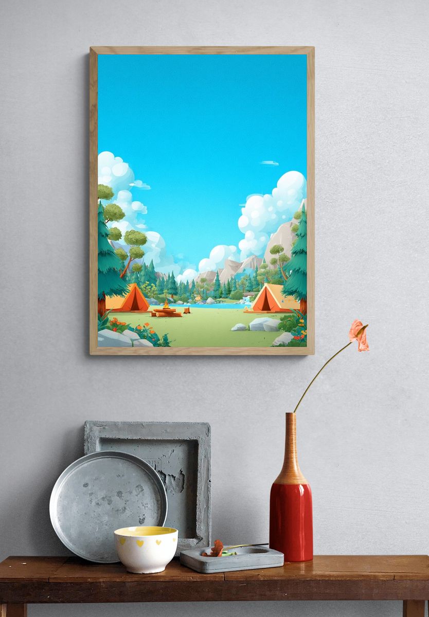Camping Adventure — Illustration Print. — room view 3